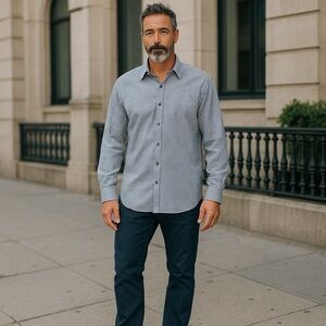 Claiborne Geometric Blue and Purple Shirt